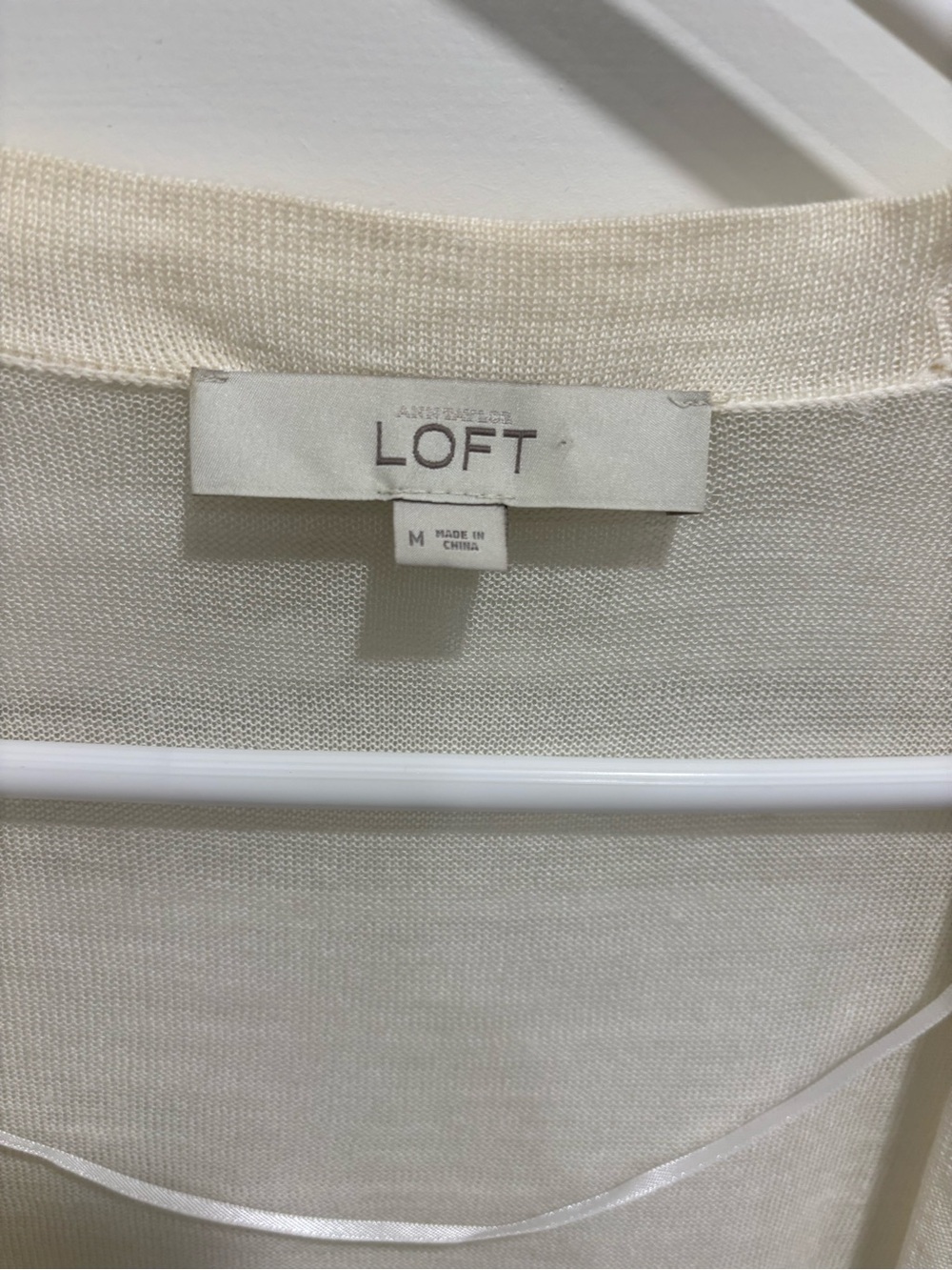 LOFT Cream Open-Front Lightweight Cardigan - Picture 3 of 5